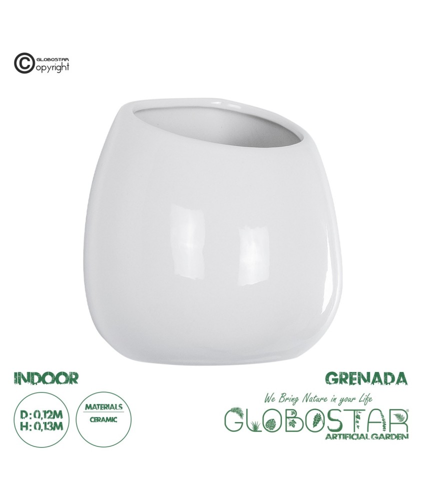 GloboStar® Artificial Garden GRENADA 20537 Διακοσμητική Κεραμική Γλάστρα Λευκή Φ12 x Υ13